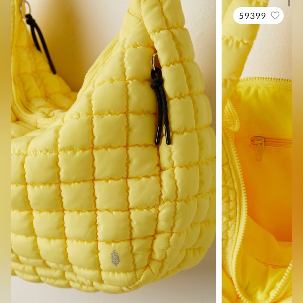 NWT Free People FP Movement Quilted Carryall Bag - sour citrus yellow - One Size - Picture 5 of 8